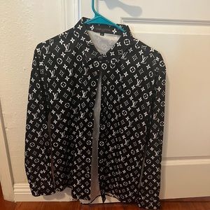 Louis Vuitton monogram button down long sleeve shirt.